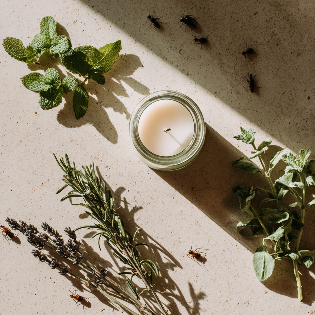 formigas na cozinha significado espiritual Bancada de cozinha com ervas frescas, vela branca e formigas, estética espiritual
