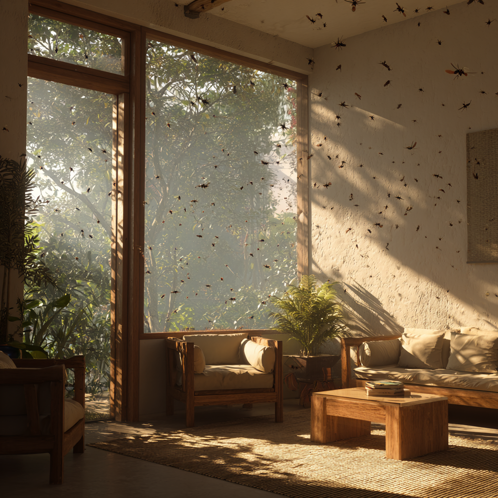 formigas voando em casa significado espiritual — formigas aladas perto da janela