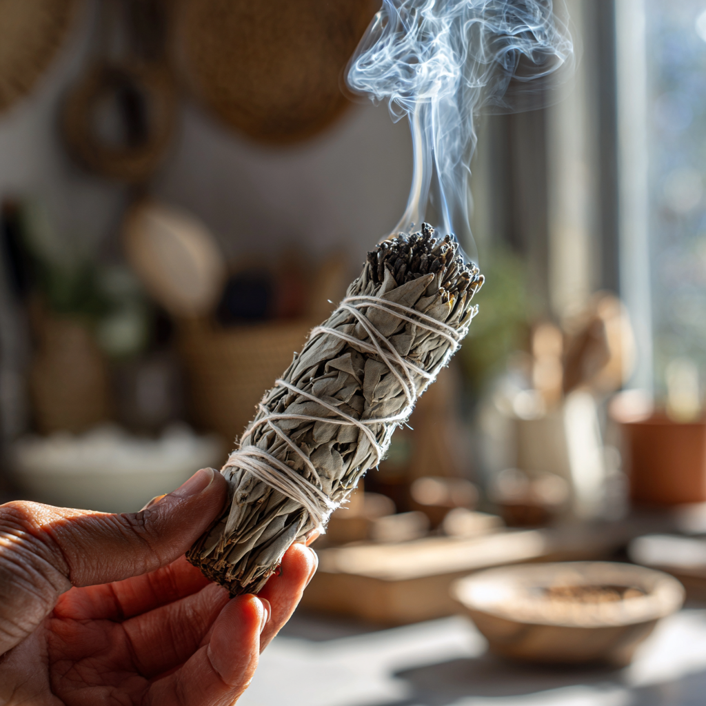 formiga na cozinha significado espiritual Mão segurando defumador aceso dentro de cozinha para limpeza energética 