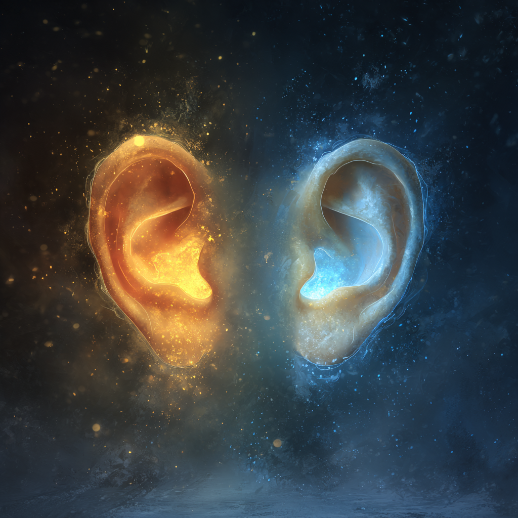 diferença espiritual orelha direita e esquerda vermelha