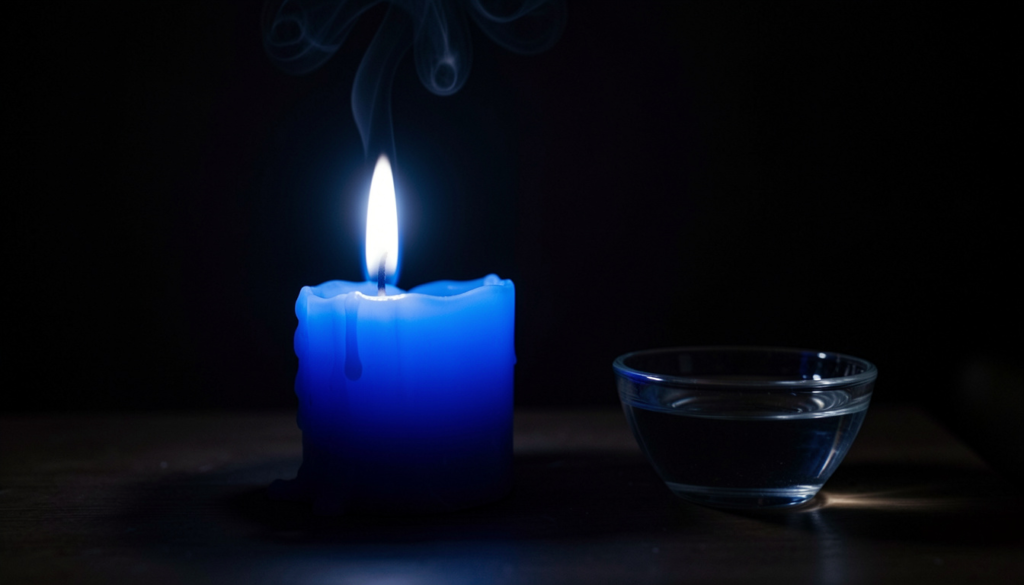 vela azul acesa — significado espiritual e proteção
