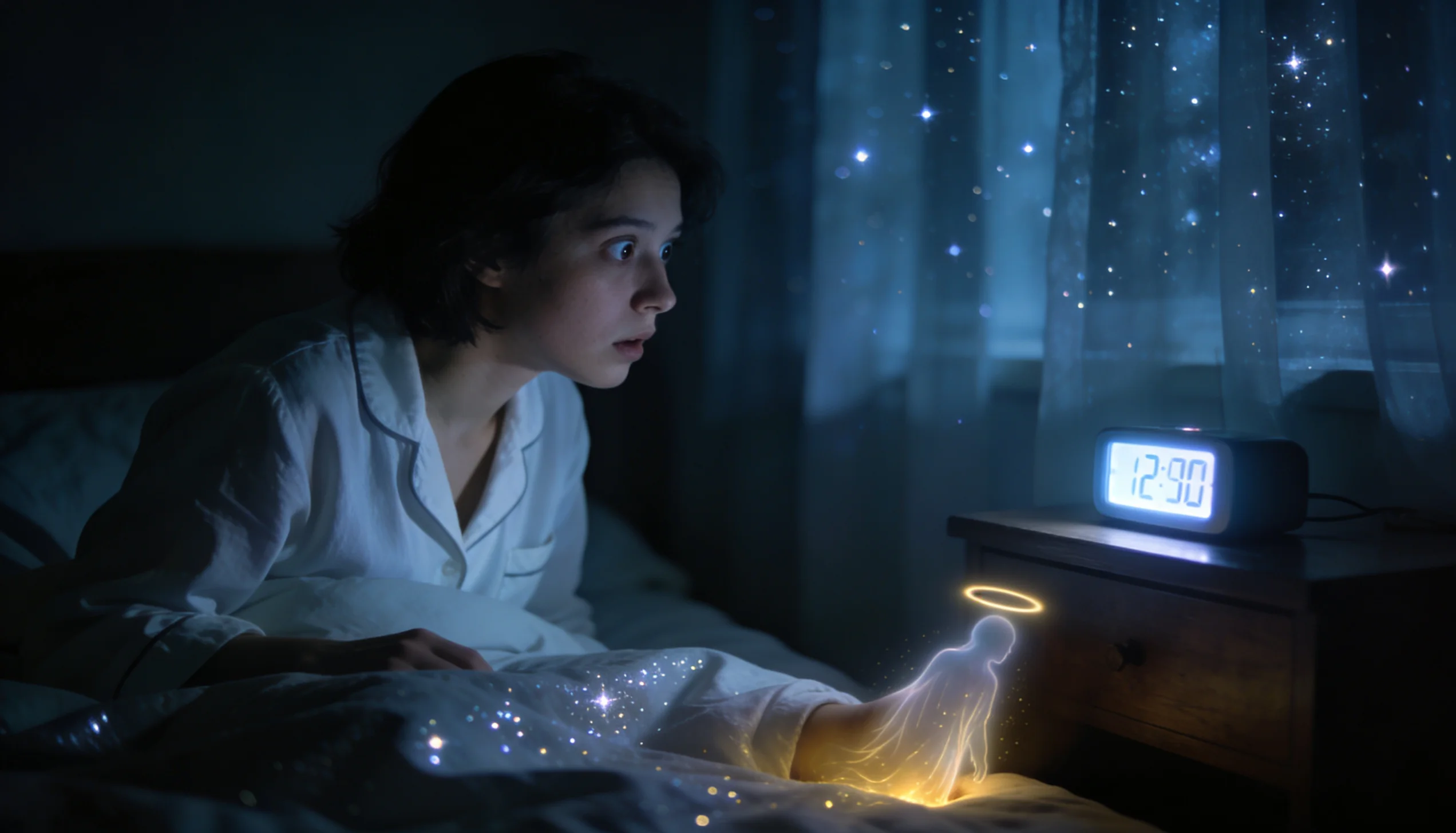 caderno de anotações espirituais aberto na madrugada com vela e luz suave