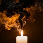 fumaça preta saindo de vela acesa durante ritual espiritual