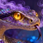 cobra enrolada prestes a atacar em ambiente de floresta densa