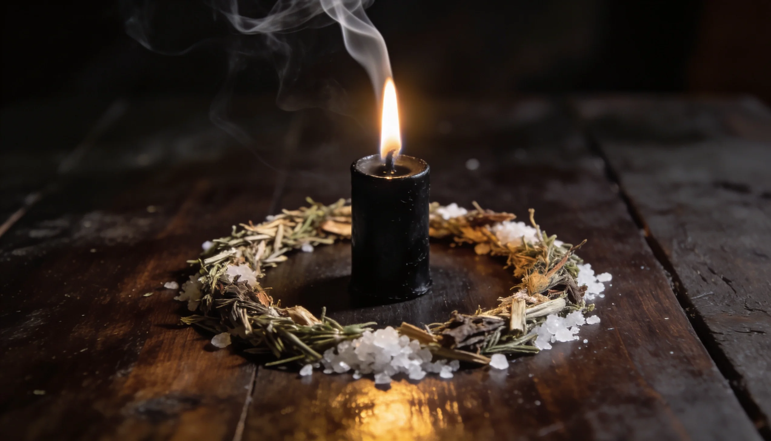 vela preta acesa em altar de proteção espiritual