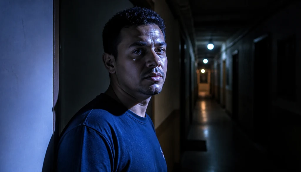 Corredor escuro de casa à noite, cena de quem acorda sem saber o que sentiu