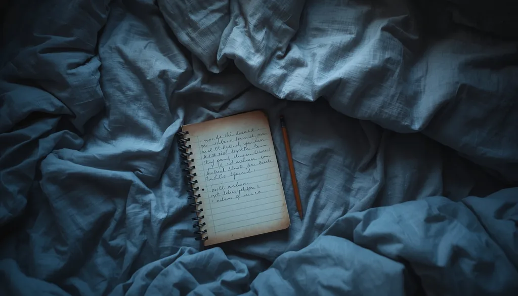 Caderno de sonhos ao lado da cama ao amanhecer