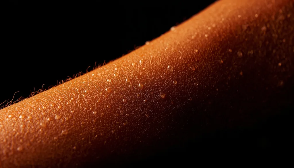 Detalhe de pele arrepiada com luz suave atravessando